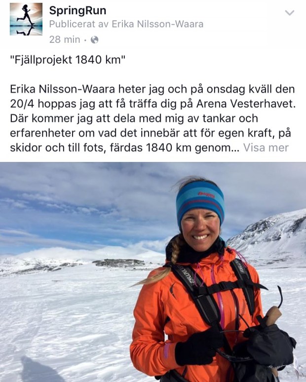 Den 20 april och 2 maj föreläser Erika på SpringRun